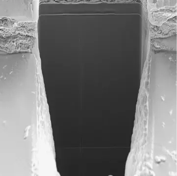 Cross-Section OLED Displays Several Hundred Microns Deep with Uniform Sidewalls