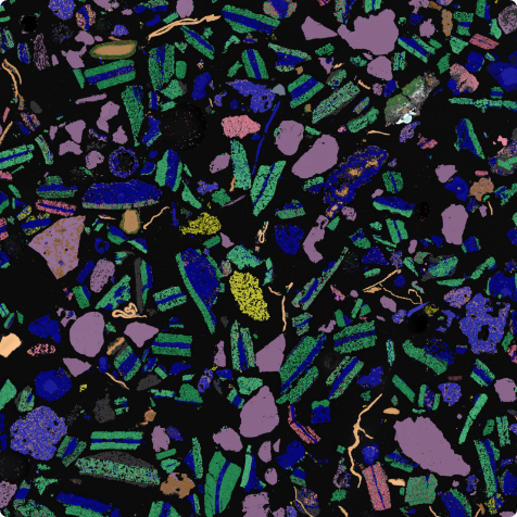 Heat-treated black mass phase map by TESCAN TIMA