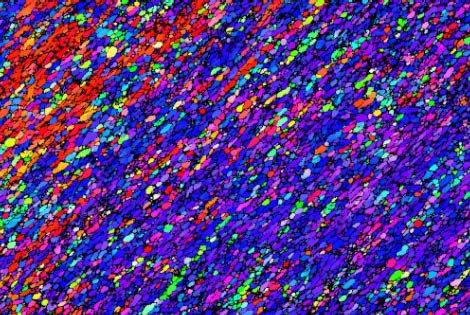 03_IPF Y map of the area 150 × 100 μm which shows non-distorted, EBSD mapping at high spatial resolution