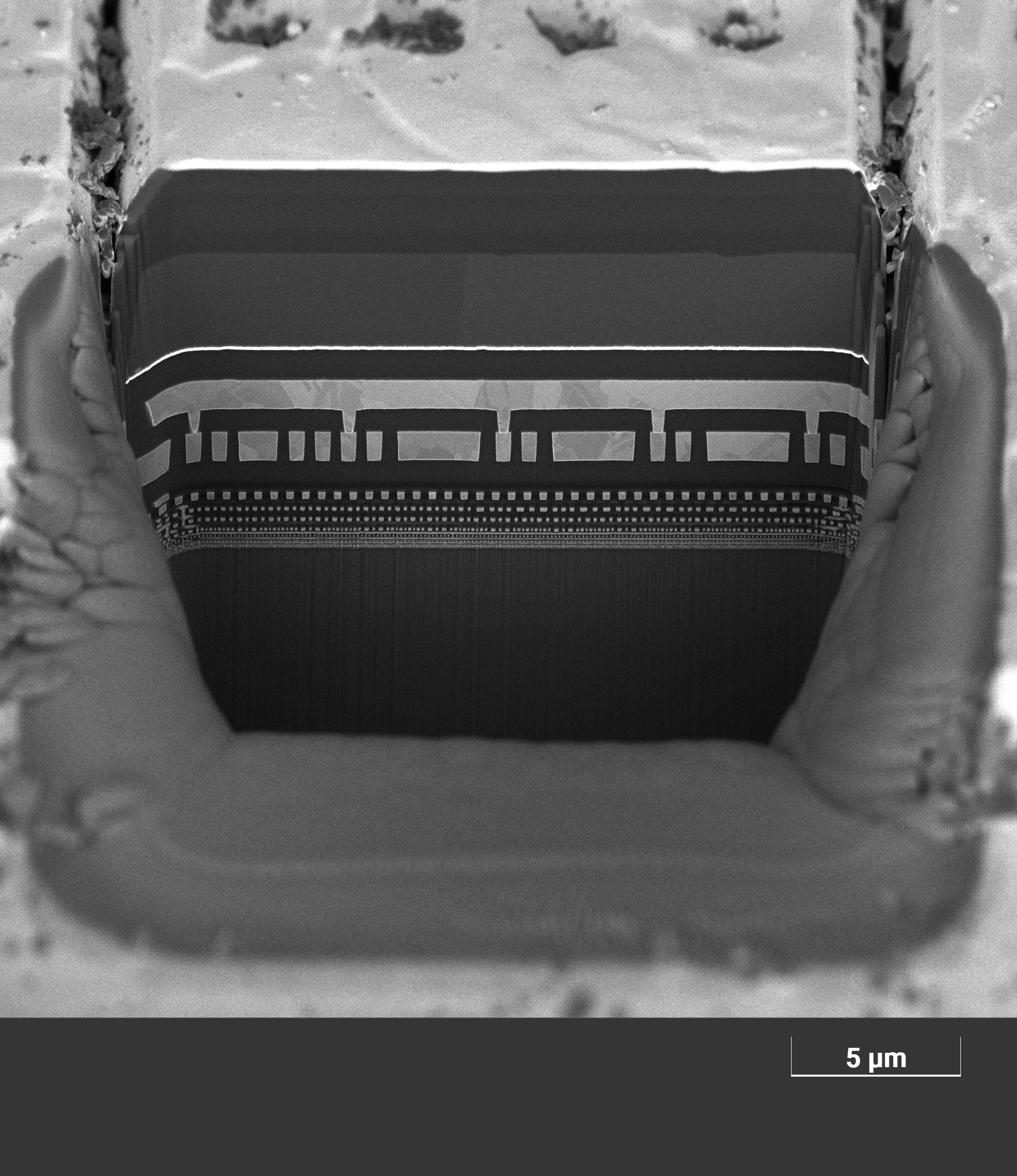 In-trench polishing of 3nm FinFET technology cross-section at 30 keV @ 50 nA FIB conditions