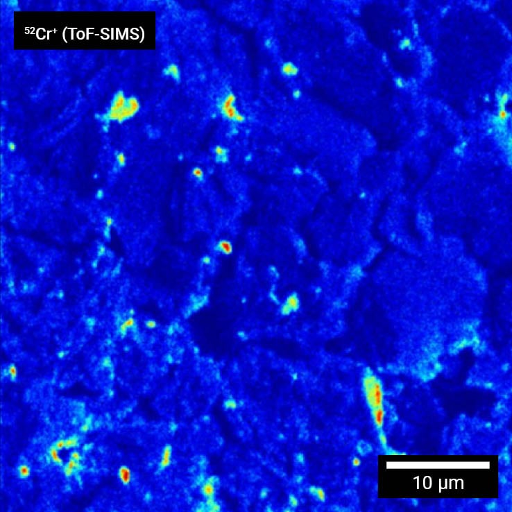 ToF-SIMS mapping of metals on graphite anode surface