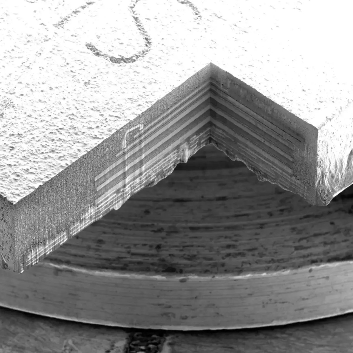 2_Laser milling through entire stack of memory dies