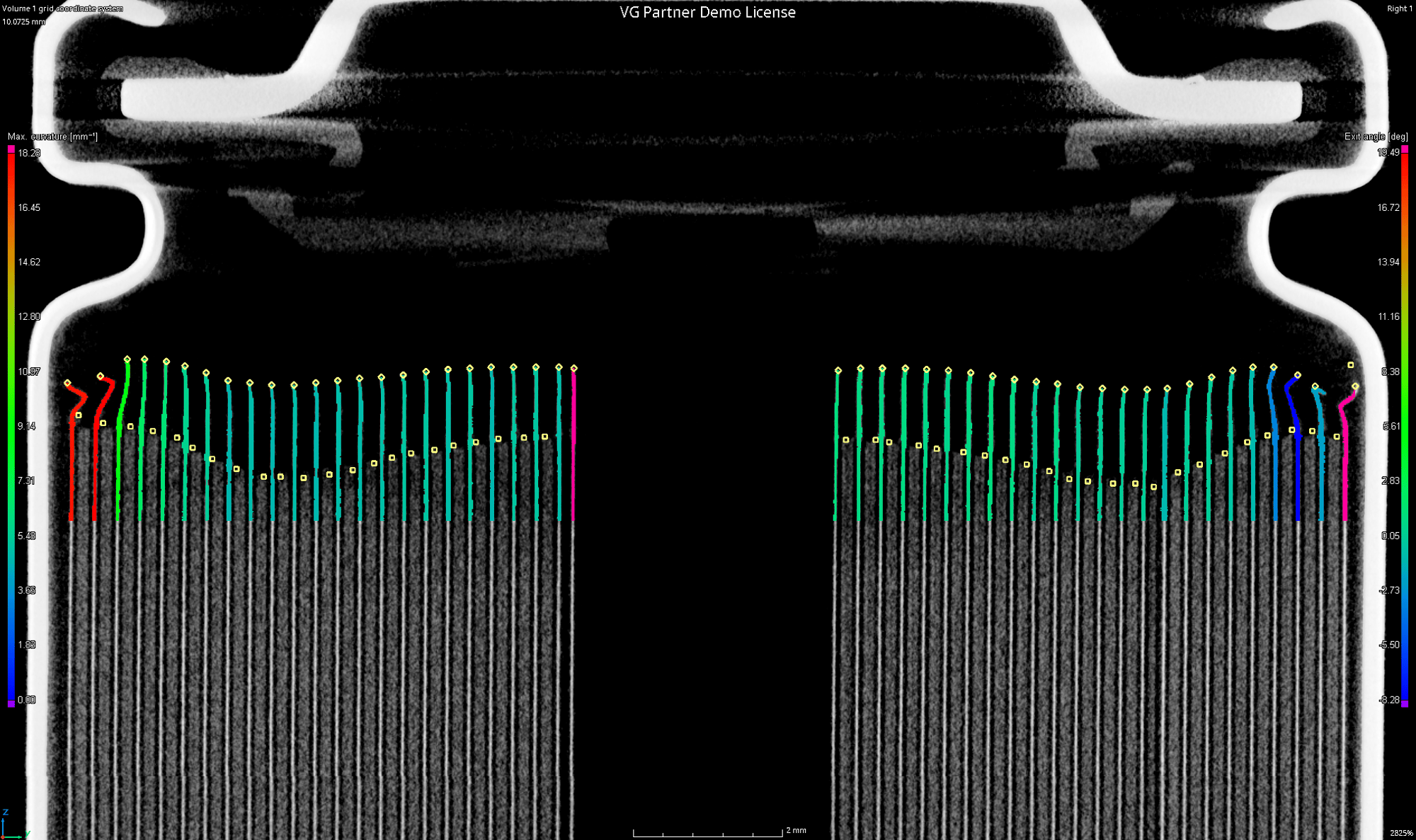 Quantify Anode Overhang Curvature, Length, and Exit Angle from a Single Scan