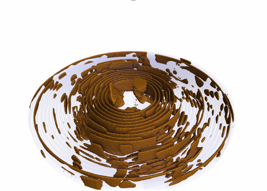 Tescan UniTOM XL visualization of gas phase movement at the bottom of a cylindrical cell during thermal cycling