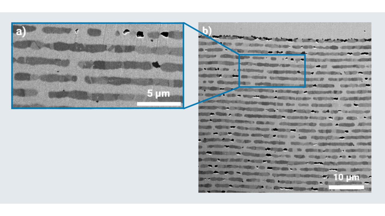 FIB-SEM cut through the layers of an MLCC electronic device