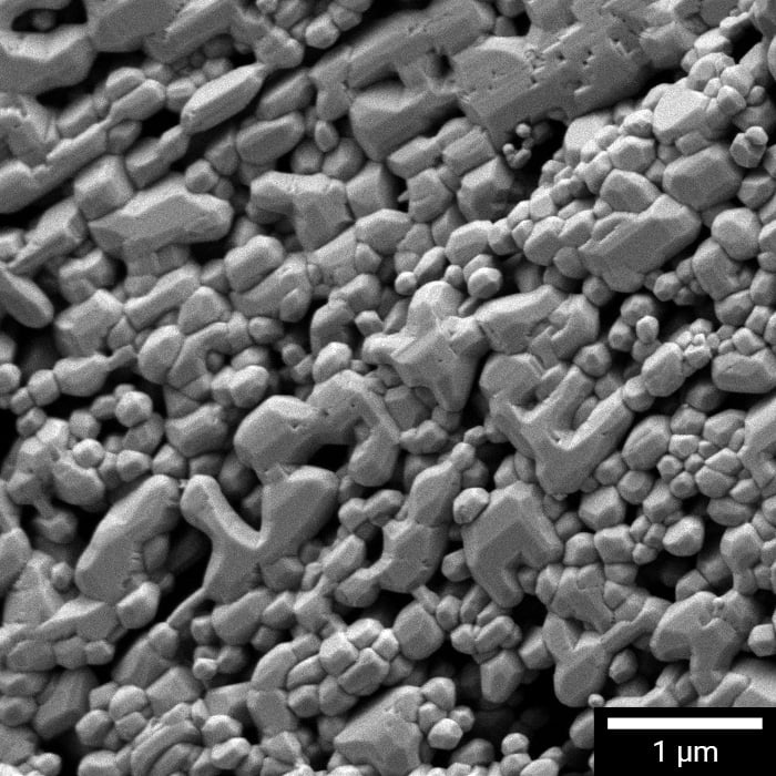 SEM view of Ni-based powder's internal structuring
