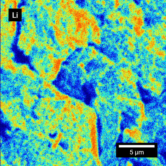 SEI study showing initial Li map from ToF-SIMS profiling