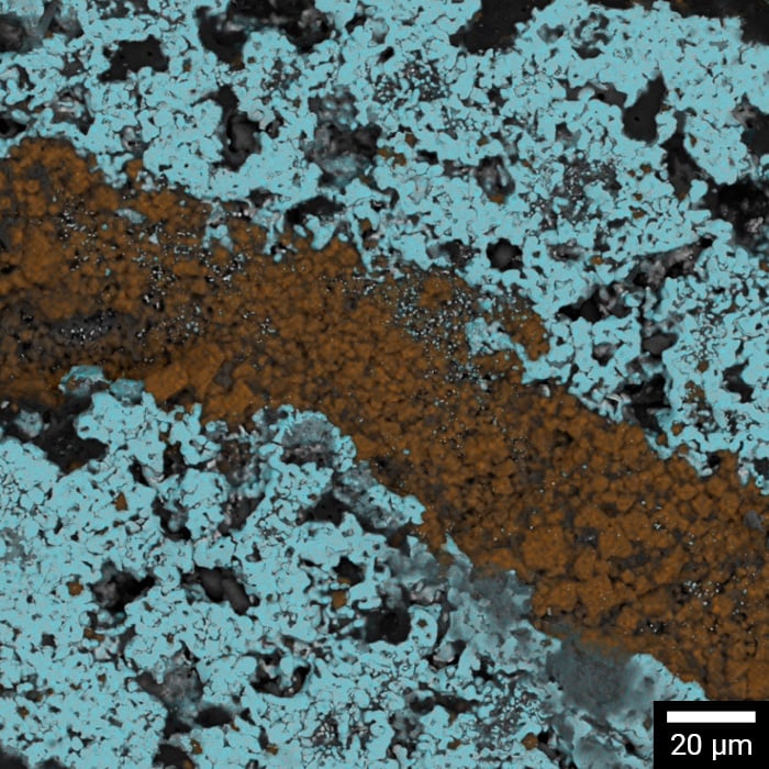 Heat-treated cathode particle elemental map