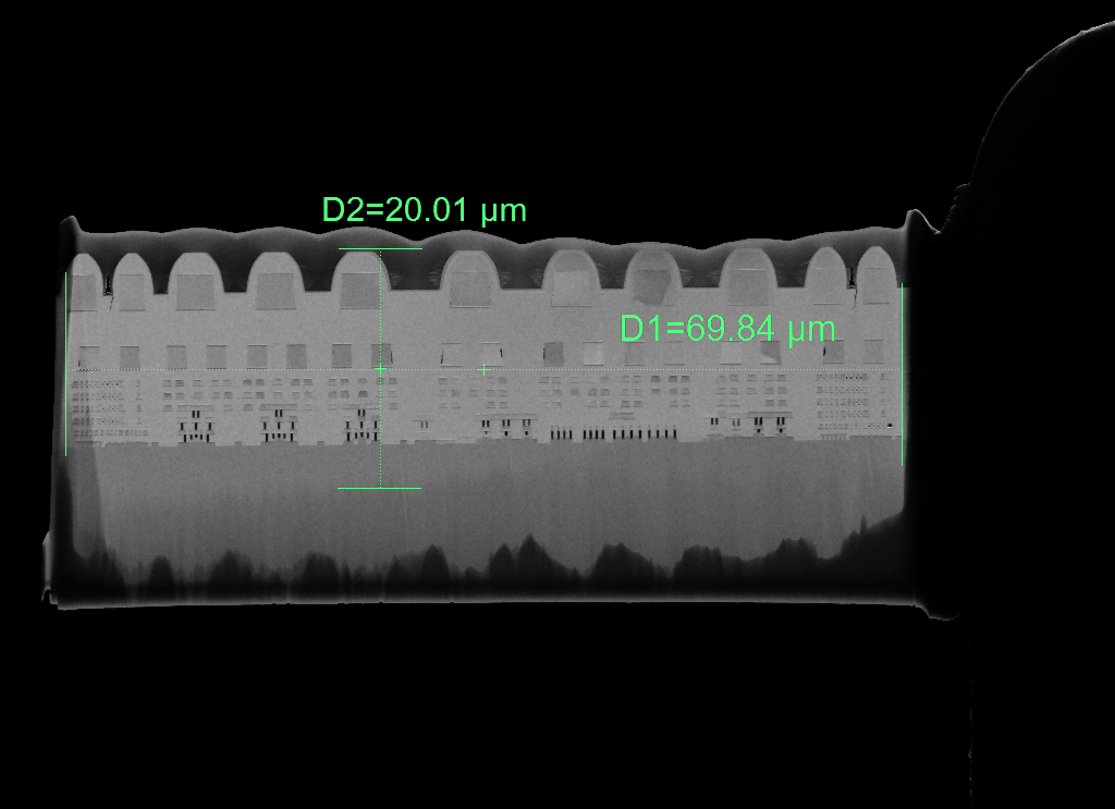 Large lamella preparation from CMOS chip - width 70 μm
