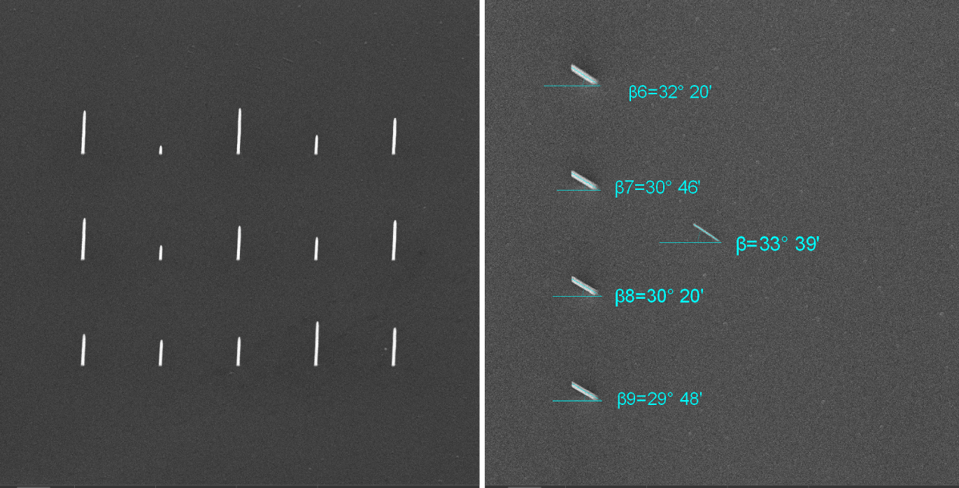 [Left] Result of the height calibration test. [Right] Result of the sigma calibration test. Both datasets are used to calibrate the growth rate parameters for the final 3D deposition process.