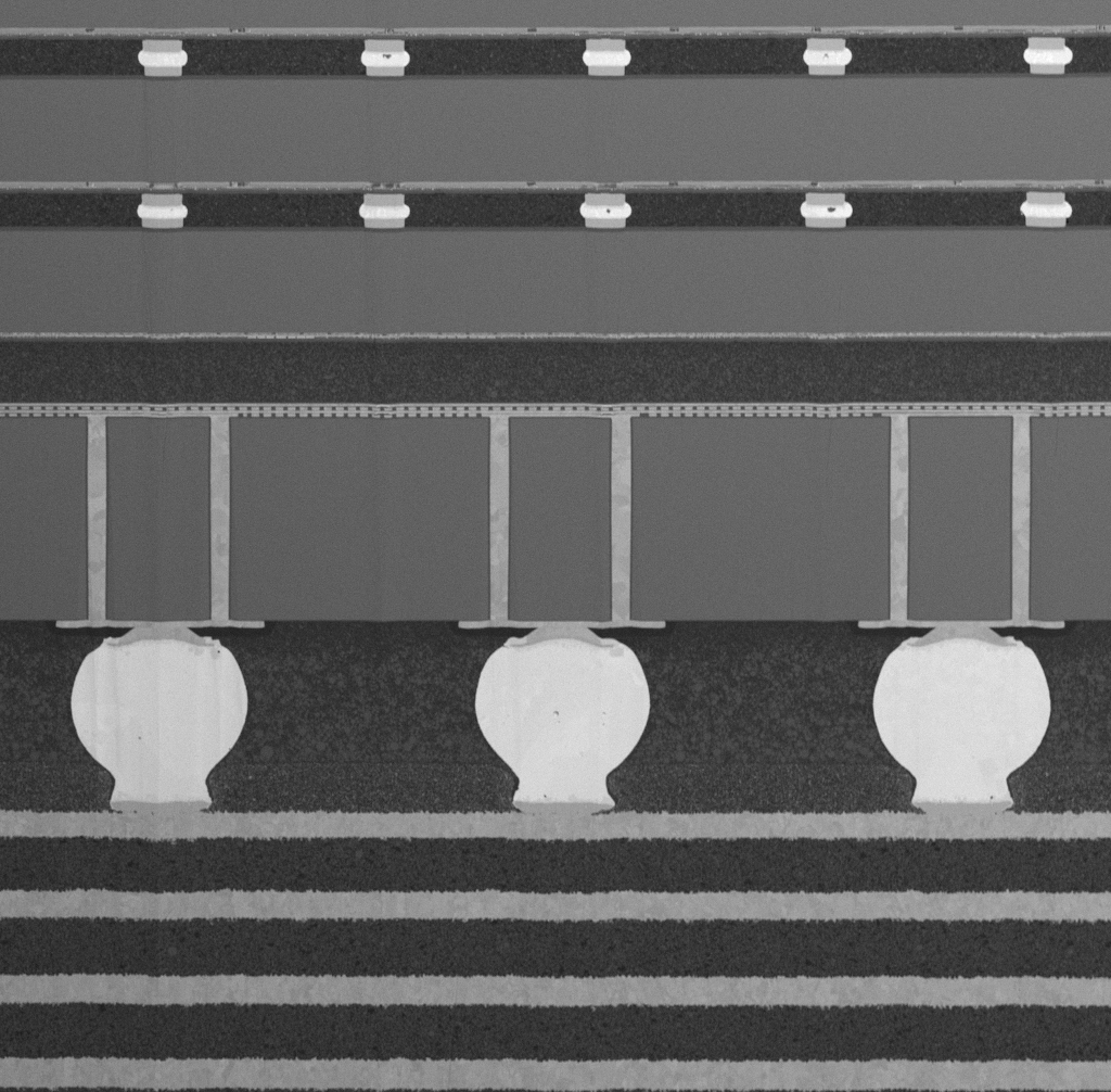 Overview of the 3D assembly cross-section showing micro-bumps, TSVs and flip-chip bumps