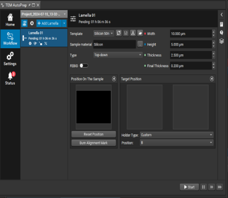 TEM AutoPrepTM GUI for fully automated TEM lamella preparation-1-1