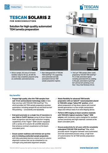 TESCAN SOLARIS 2: Automated High-Quality TEM Lamella Preparation