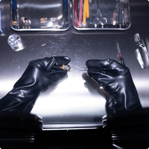 Preparing battery sample in glove box with argon atmosphere