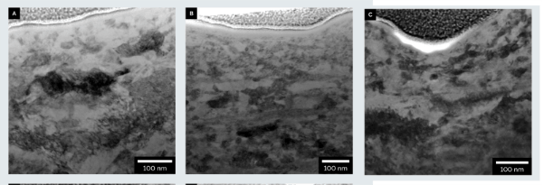 TEM lamellae imaged in Tescan TENSOR TEM show uniformly prepared samples that support reliable statiscal analysis of materials. 