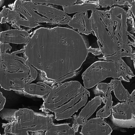 Cross-section of graphite anode prepared by FIB