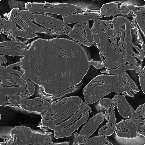 FIB-prepared graphite anode cross section 