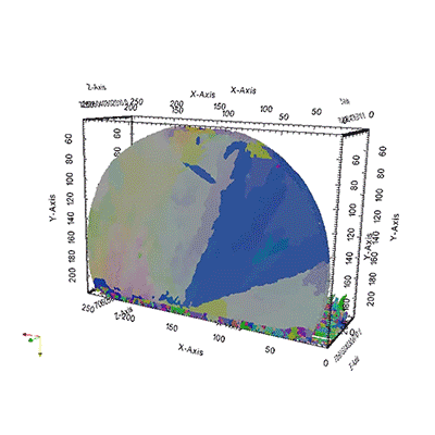 3D volume reconstruction of 3D EBSD analysis of solder ball done with TESCAN SOLARIS X.