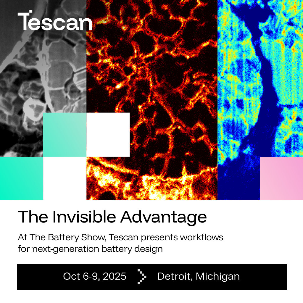 Tescan is excited to be at The Battery Show in Detroit, the leading event for energy storage innovation. Stop by our booth to see how Tescan’s advanced workflows are accelerating battery research and development.